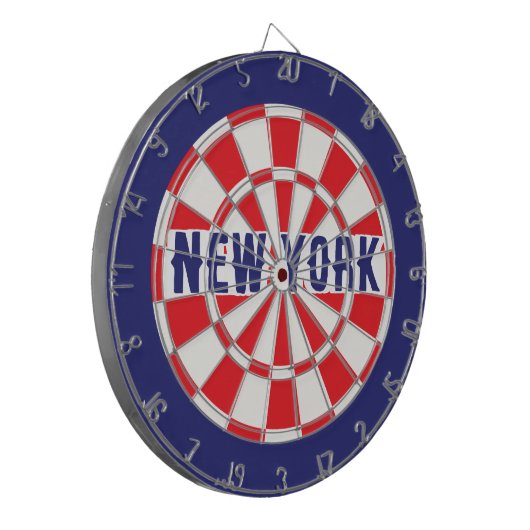 stijl New York White Navy en Red Dartbord (Voorkant Links)