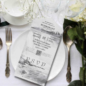  Stijl Niagara Herfsten Zwart Wit QR Code All In One Uitnodiging