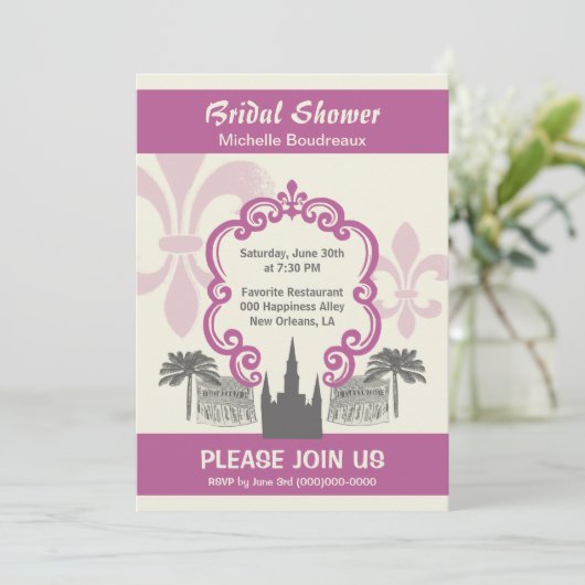 stijl Nieuw Orleans Vrijgezellenfeest Roze Kaart (Staand voorkant)