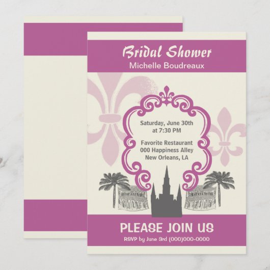  stijl Nieuw Orleans Vrijgezellenfeest Roze Kaart (Voorkant / Achterkant)