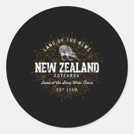 Stijl Nieuw-Zeeland Ronde Sticker (Voorkant)