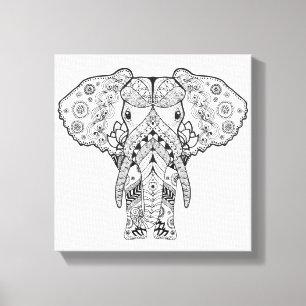 Stijl Olifant 6 Canvas Afdruk