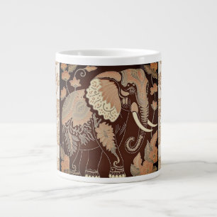  stijl, olifant in Batik Flowers Garden Grote Koffiekop