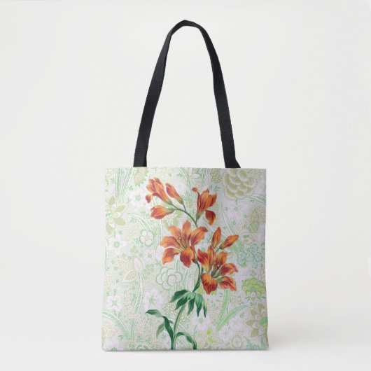 stijl Oranje Lily Flowers Canvas tas (Voorkant)