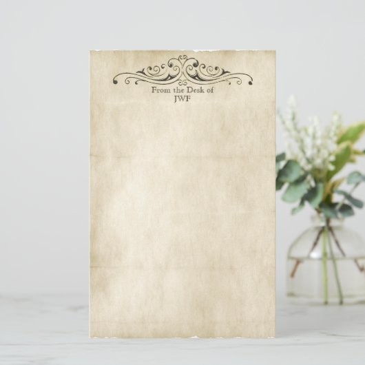  Stijl Oud Gepersonaliseerd Monogram Briefpapier (Staand voorkant)