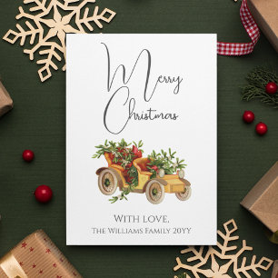  stijl Oude auto Mistletoe Kerst Feestdagenkaart