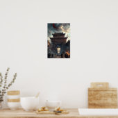 stijl oude Chinese stadsmuur Poster (Keuken)