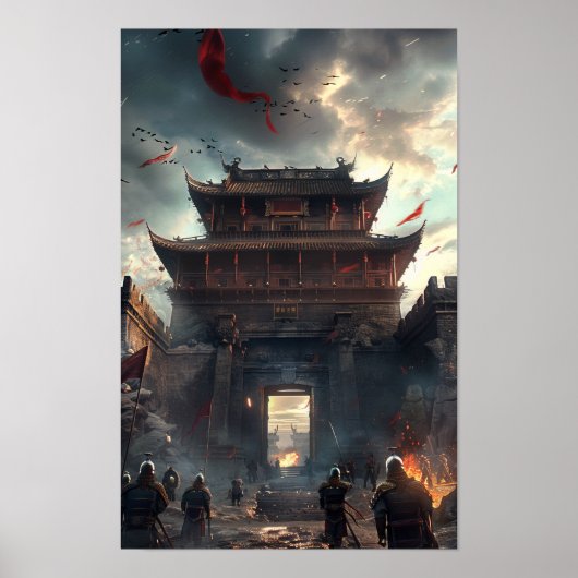 stijl oude Chinese stadsmuur Poster (Voorkant)