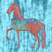 Stijl Paard Aqua Achtergrond Sticker (Voorkant)