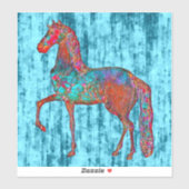 Stijl Paard Aqua Achtergrond Sticker (Vel)
