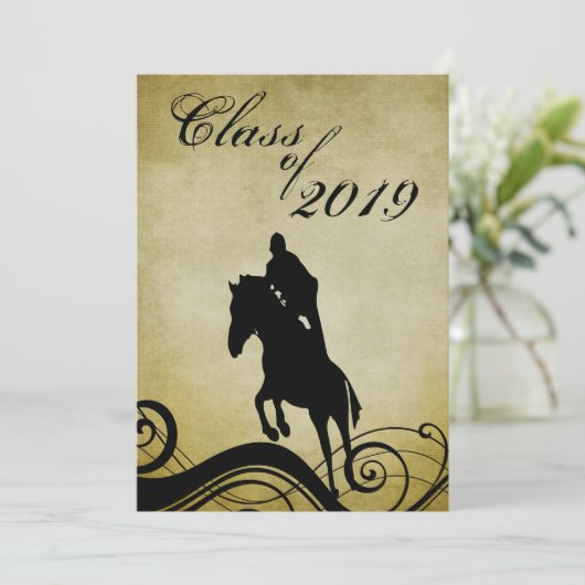 Stijl Paardenspringen Afstuderen Uitnodiging (Staand voorkant)