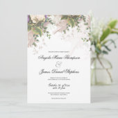  stijl paarse groene ivoor bloemenbruiloft kaart (Staand voorkant)