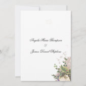  stijl paarse groene ivoor bloemenbruiloft kaart (Achterkant)