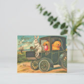 stijl paasbundel en kippen in auto briefkaart (Staand voorkant)