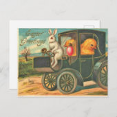 stijl paasbundel en kippen in auto briefkaart (Voorkant / Achterkant)