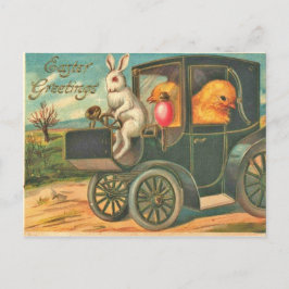 stijl paasbundel en kippen in auto briefkaart
