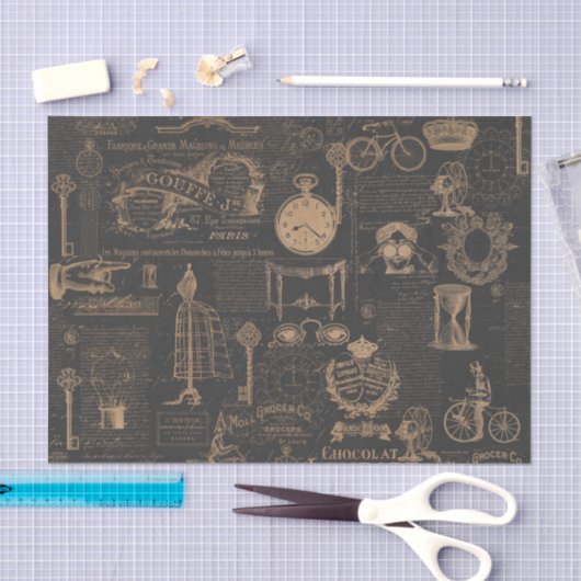  stijl Parijs | Oud script | Ontkoppeling Tissuepapier (Craft)