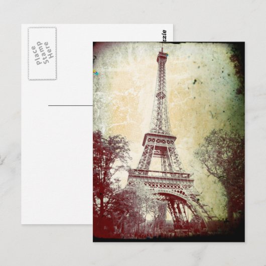  stijl Paris Post Card, de Eiffel Tower Briefkaart (Voorkant / Achterkant)