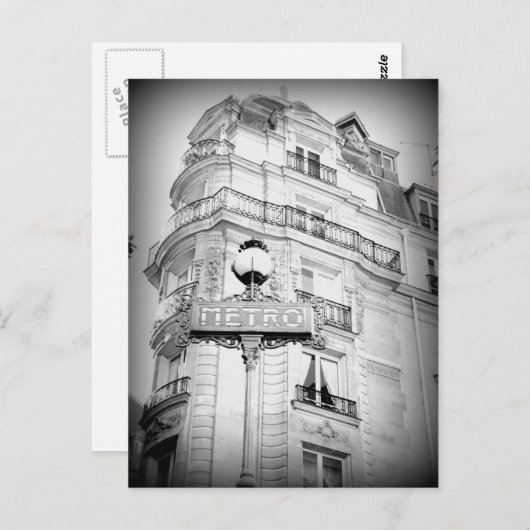  stijl Paris Post Card, metrobord Briefkaart (Voorkant / Achterkant)