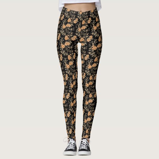 stijl Peach Blossom Floral Patterned Leggings (Voorkant)
