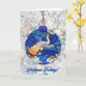  stijl Peacock Bird Blue kerstvakantie Kaart (Gele Bloem)