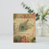  stijl Peacock Feather French Carte Postale Briefkaart (Staand voorkant)