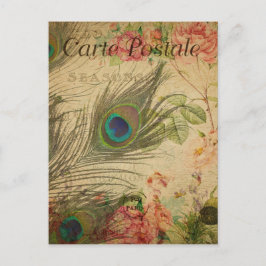  stijl Peacock Feather French Carte Postale Briefkaart