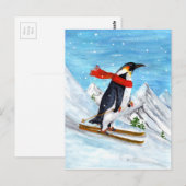 stijl Penguin Downhill Skiing Briefkaart (Voorkant / Achterkant)