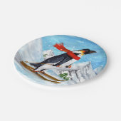 stijl Penguin Downhill Skiing Papieren Bordje (Gekanteld)