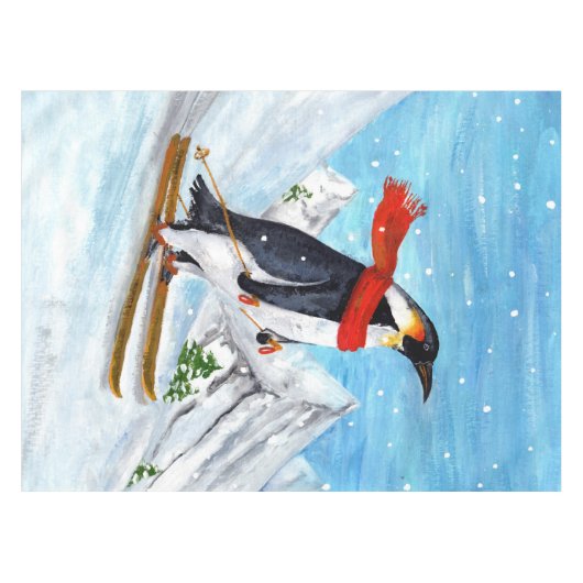 stijl Penguin Downhill Skiing Tafelkleed (Voorkant (Horizontaal))