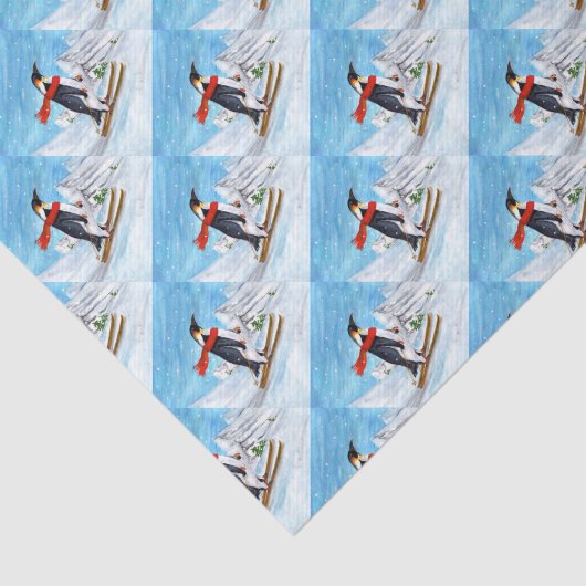 stijl Penguin Downhill Skiing Tissuepapier (Detail)