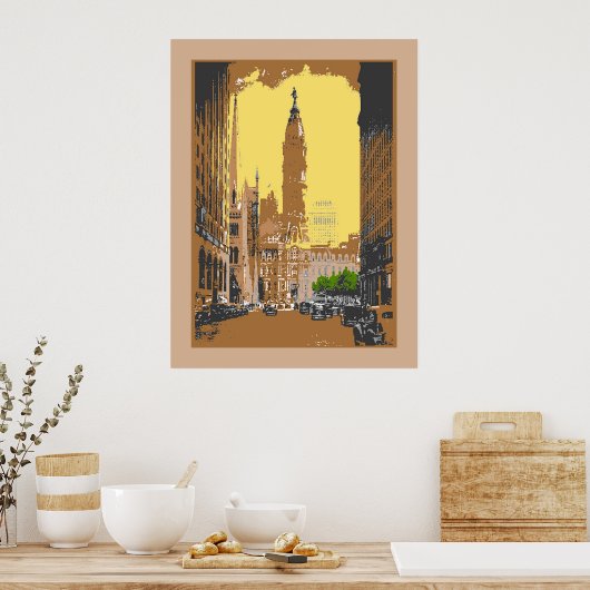  stijl Philadelphia City Hall Poster (Keuken)