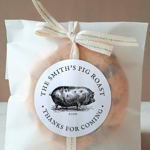  stijl   Pig Roast Event Bedankt Ronde Sticker