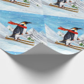 stijl pinguïn afdaling skiën cadeaupapier (Hoek)