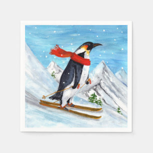 stijl pinguïn afdaling skiën servet