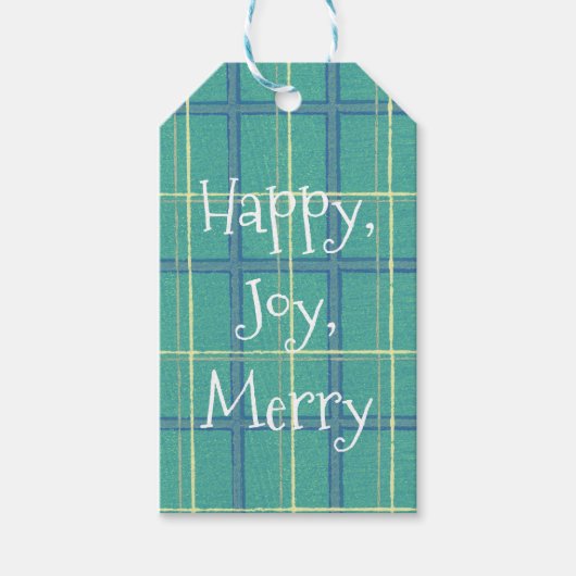  stijl Plaid Happy Fun Gift Label Cadeaulabel (Voorkant)