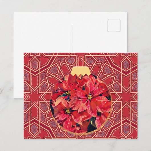  stijl Poinsettia Bloemen Rode Post Kaart (Voorkant / Achterkant)