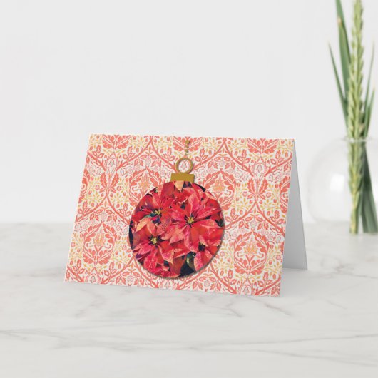 stijl Poinsettia kerstKaart Kaart (Voorkant)