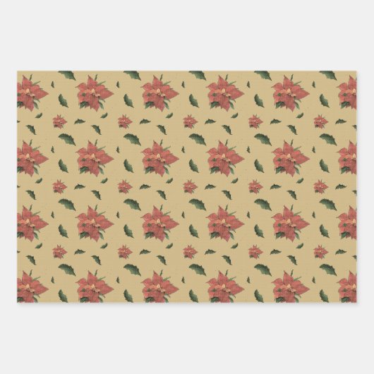  stijl Poinsettia rustieke kerst Inpakpapier Vel (Voorkant)
