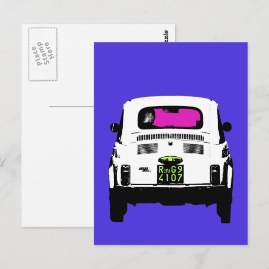 stijl pop-art Fiat 500 in Rome Briefkaart (Voorkant / Achterkant)