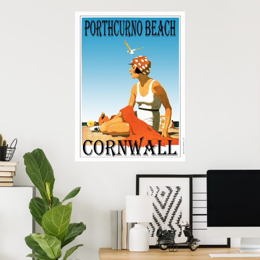 stijl Porthcurno Beach Poster (Thuiskantoor)