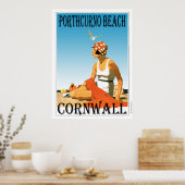  stijl Porthcurno Beach Poster (Keuken)