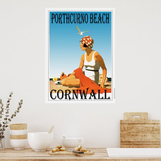 stijl Porthcurno Beach Poster (Keuken)