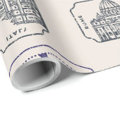  stijl postzegel cadeaupapier (Rol Hoek)