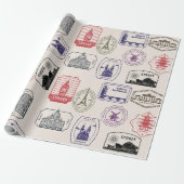  stijl postzegel cadeaupapier (Uitgerold)