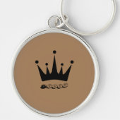 Stijl Premium Ronde Koningin Tekst met Zwarte Kroo Sleutelhanger (Voorkant)