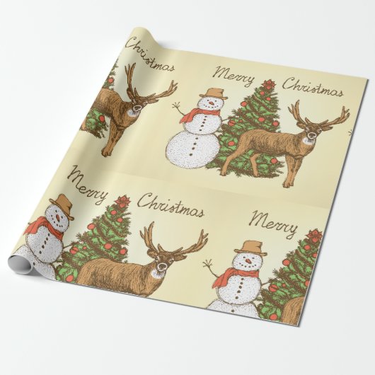  stijl pretkerst cadeaupapier (Uitgerold)