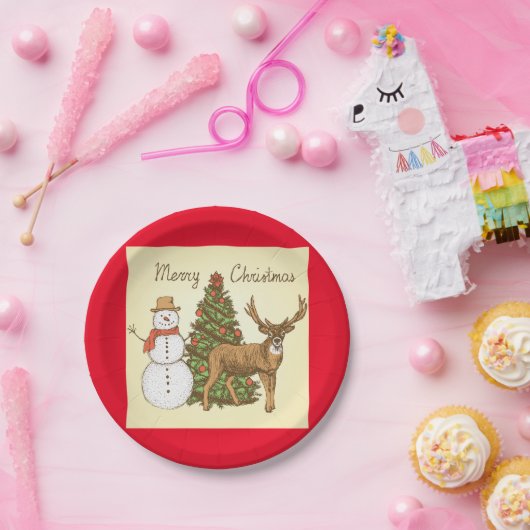  stijl pretkerst papieren bordje (Feest)