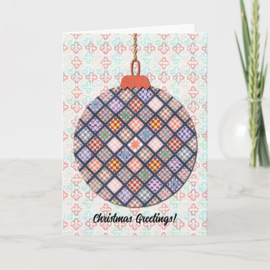 stijl Quilt Design Kerst Ornament Art Kaart (Voorkant)