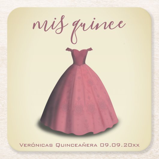  stijl Quinceañera mis kweepeer tafeldecor Kartonnen Onderzetters (Voorkant)